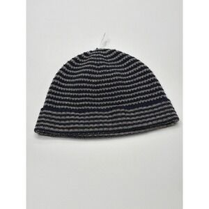 Bonobos Mens Striped Merino Wool Cashmere Beanie Hat Navy Grey OS